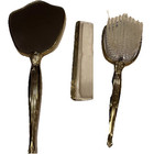 Antique Gold 3 Pc Vanity Set Mirror  Brush  Comb