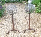 Antique Danish Brass   Cast Iron Fireplace Andirons Home Art Fire Stove Hearth