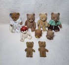 Lot Of 9 Vintage Mini Flocked Fuzzy Bears Articulated Joints 2 5  To 4 75 
