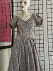 Vintage Floral Daydress-tea-1930s 1940s Era-romantic-gray-pink-party-cotton-s m