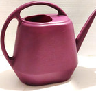 Vtg Usa Watering Can Garden Scene Lg 1 Gal Purple Long Spout Handle Raised Tree