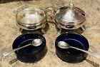 Antique Vintage Walker   Hall Sterling Open And Lidded Salt Cellars With Spoons