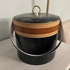 Georges Briard Vintage Retro Vinyl Faux Leather Ice Bucket Cooler Black   Tan