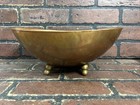Vintage Copper Bowl  Brass Footed Dish Mcm