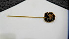 Vintage Gold Tone Hibiscus Flower Stick Pin Black Enamel Hat Lapel Scarf Pin