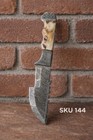 Handmade Damascus Steel Fix Blade Knife Original Ram Horn Handle