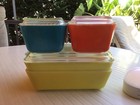 Vtg Pyrex 1940s Primary Colors Refrigerator Dishes 9pc Set W Lids No Chips Minty