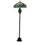 Elegant Tiffany Stained Glass Floor Lamp 3 Light Victorian Bronze Art Deco Decor