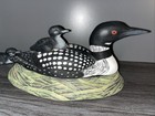 Ceramic Hand Painted Loon W  Babies 1995 Vintage  Opens Up  Mold 