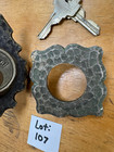 Vintage   Dexter  Lock With 2 Door Plates  With 2 Keys  Hammered Finish