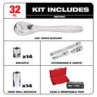 Milwaukee 48-22-9508 3 8-inch Drive Durable Metric Ratchet And Socket Set - 32pc