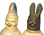 Lot 2 - Vintage 1930s Celluloid Roly Poly Clown   Rabbit In Egg 3 1 4 t 