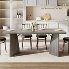 Table For 6-8 Grey Kitchen Table V-shaped Metal Leg Inch 70 9 Dining Rectangular