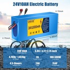 24v 10ah Ebike Battery Lithium Ion Battery For 100w-500w Electric Bicycle