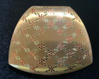 Vintage Powder Compact Unused Elgin 50   s Tri-color Goldtone Floral Top  166