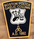 Boston Police Gaelic Column 3d Routed Wood Patch Plaque Sign Custom Wood