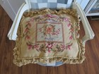 Gorgeous Floral Musical Instruments Petit Point Pillow W French Aubusson Chic  2