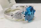 Neon Apatite Cz-cz Diamond Sims-engagement Or Cocktail- Sz 6 Ring-rhod ster Silv