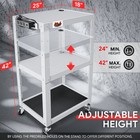 Height Adjustable 3-layer Media Rolling Av Cart W  Power Strip casters Gray