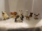 Vtg Mixed Lot Of 10 Cat kitten Figurines Ceramic Bone China Porcelain    Felt