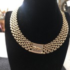 Vintage 16  Gold Plated Panther Necklace And Bracelet Set Excellent Condition    