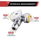Efield 1 2 push  1 2 push   3 8  Od Compr push Fit Tee Stop Valve 1 4 Turn No Lead