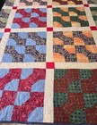 Vintage Bow Tie Hand Made Quilt Top With Modern Longarm Quilting Approx 67 X 84