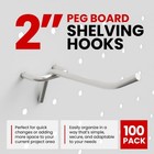 100 Pack Peg Board Pegboard Shelving Hooks 2  Length Wholesale Lot Metal Peg    