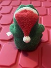 Vintage 1987  Russ Berrie Home Buddies Santa Frog Green Terry Cloth 6  Bean Bag