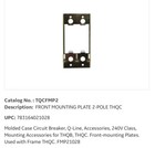 General Electric Tqcfmp2 Front Mounting Plate For 2 Pole Thqb Or Thqc Breaker