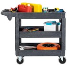 Heavy Duty 3 Tier Shelf Plastic Utility Cart With Wheels 550lbs Capacity Gray