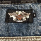 Harley Davidson Authentic Denim Biker Vest Embroidered Spread Eagle Mens Large