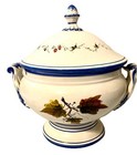 Vintage Soup Toureen Hand Painted W Lid 12x13 Inch Made In Italy