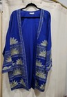 Vintage 70s Boho Blue Hippie Embroidered Sun Duster By New Yorker Size Medium L