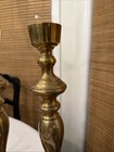 Stunning Pair Of Large Vintage  Solid Brass 18 1 2    Tall Candle Holders