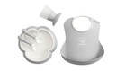 Baby Dinner Set 5 Pc Gray Brand New Baby Bib Plate Fork Spoon Cup Toddler