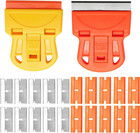 2 Sets Razor Blade Scraper Tool With 20 Blades  10 Plastic   10 Metal  - Stic   