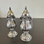 Wallace Baroque Silverplate Salt   Pepper Shakers Ornate Heavy Pair