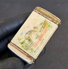 Antique Metal Celluloid Homestead Henry Stamm Vesta Case Match Safe