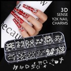 Teenitor Silver Nail Charms   Gems Kit  Y2k  Rhinestones  Stickers  Pearls