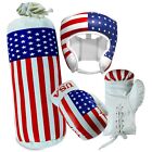 Dxm Sports Kids Boxing Kit Usa Flag Training Punching Bag Gloves   Headguard Set