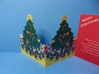 Vintage Greeting Card Mice Dancing Around Christmas Tree Fold Out Unused 1950 s