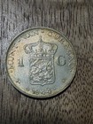 1944 D Curacao Netherlands 1 Gulden Silver Coin Km 44 Wilhelmina