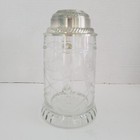 Vintage Bfm-n West Germany Etched Crystal Clear Glass Beer Stein Pewter Lid