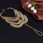 Barefoot Beach Sandals 2pcs Boho Gypsy Gold Anklet Chain Bracelet Foot Jewelry