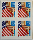 2897v Flag Over Porch Imperf Error Mnh 32 C Block Of 4 1995
