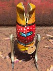 Vintage Japanese Lithographed Bhala Manus Tin Acrobat Monkey     Wind   up Toy Flip 