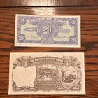 China Banknotes Lot Of 2  1940 Central Bank 20 Cents  Farmers Bank 1 Yuan