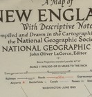 Vintage National Geographic June 1955 Wall Map New England