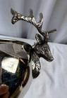 Vintage Silver Plate Elk  Deer  Stag W antler Handles Bowl 12    Holiday Bowl